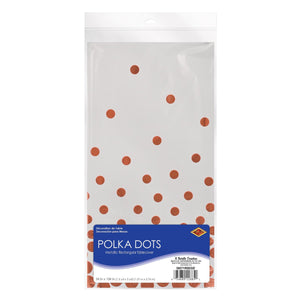 Bulk Rose Gold Metallic Polka Dots Tablecover (12 Pkgs Per Case) by Beistle