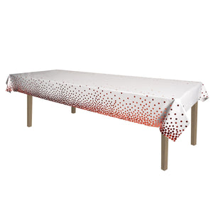 Rose Gold Metallic Polka Dots Party Tablecover - Bulk 12 Pack