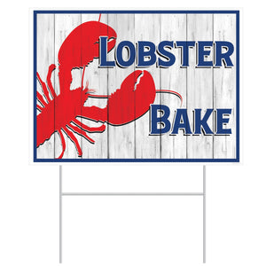 Luau Party Plastic Lobster Bake Yard Sign - Bulk 6 Pack