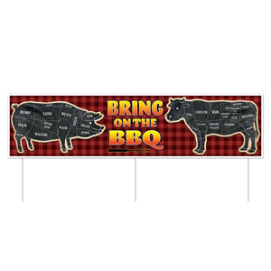 Plastic Jumbo Bring On The BBQ Party Yard Sign - Bulk 6 Pack