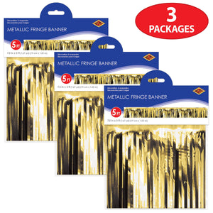 Beistle Metallic Fringe Banner Gold