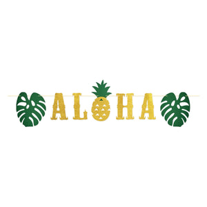 Luau Party Glittered Aloha Streamer - Bulk 12 Pack