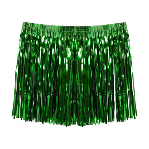 Luau Party Tinsel Hula Skirt Green - Bulk 12 Pack