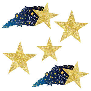 Starry Night Hanging Shooting Party Stars - Bulk 5 Pack