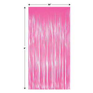 Beistle 1-Ply Plastic Fringe Curtain - Neon Pink - 76.5 inch x 39 inch - Hanging Decor