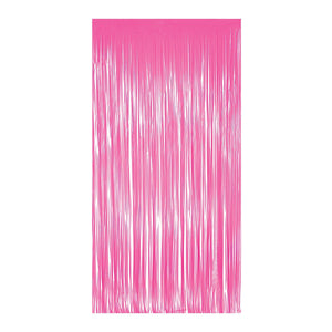 1-Ply Plastic Fringe Curtain neon pink - Bulk 6 Pack