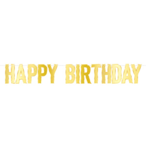 Foil Happy Birthday Streamer gold - Bulk 12 Pack