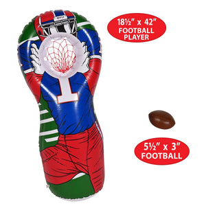 Inflatable Football Player Target Game - 5.5 x 3 Soft Football Included, 42 inch x 18.5 inch, Football Party Game, 1/case