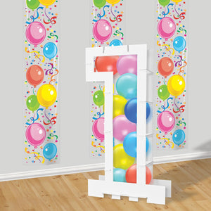 Beistle Balloon Mosaic Number 1 Frame - White - 32 inch x 18 inch - Balloon Accessories