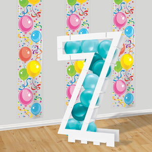 Beistle Balloon Mosaic Number 7 Frame - White - 32 inch x 20.5 inch - Balloon Accessories