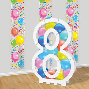 Beistle Balloon Mosaic Number 8 Frame - White - 32 inch x 22.5 inch - Balloon Accessories