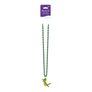 Beistle Beads with Bobble Alligator Medallion - 36 Inch Mardi Gras Alligator Beads