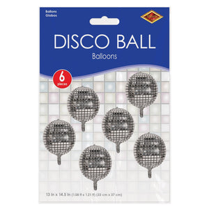 Beistle Foil Helium Quality Disco Ball Balloons (6/Pkg) - 14.5 Inch x 13 Inch