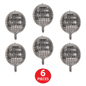 Beistle Foil Helium Quality Disco Ball Balloons (6/Pkg) - 14.5 Inch x 13 Inch