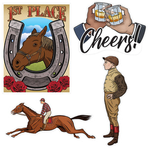 Vintage Horse Racing Cutouts - Bulk 48 Pack