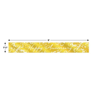 Beistle Metallic Happy Anniversary Banner - 7.5 inch x 5 Feet - Anniversary Banners