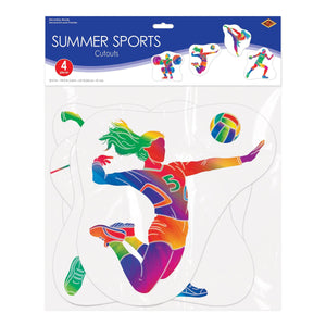 Beistle Summer Sports Cutouts - Printed 2 Sides - 12.5-inch to 14.5-inch Sizes - Sports Cutouts