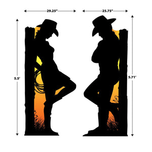 Beistle Western Silhouette Stand-Ups - Prom Decor - 5 Feet 6 Inch x 29.25 Inch & 5 Feet 8.5 Inch x 25.75 Inch