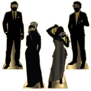 Masquerade Silhouette Stand-Up Decorations - Bulk 4 Pack