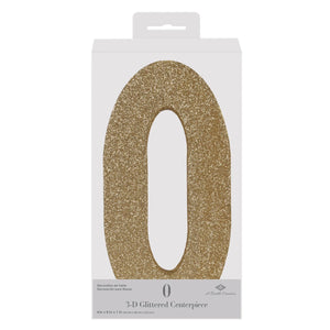 Beistle 3-D Glittered 0 Centerpiece gold - 8 inch x 49 inch - Birthday-Age Specific Centerpieces