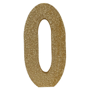 3-D Glittered 0 Centerpiece gold - Bulk 6 Pack