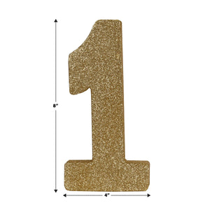 Beistle 3-D Glittered 1 Centerpiece gold - 8 inch x 49 inch - Birthday-Age Specific Centerpieces