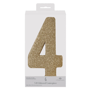 Beistle 3-D Glittered 4 Centerpiece gold - 8 inch x 49 inch - Birthday-Age Specific Centerpieces