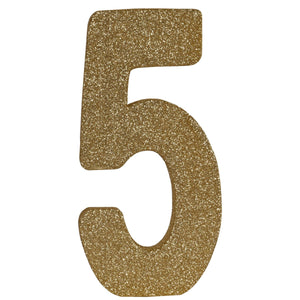 3-D Glittered 5 Centerpiece gold - Bulk 6 Pack