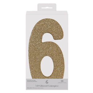 Beistle 3-D Glittered 6 Centerpiece gold - 8 inch x 49 inch - Birthday-Age Specific Centerpieces