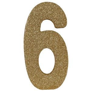 3-D Glittered 6 Centerpiece gold - Bulk 6 Pack