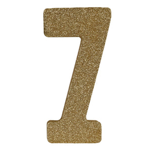 3-D Glittered 7 Centerpiece gold - Bulk 6 Pack