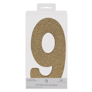 Beistle 3-D Glittered 9 Centerpiece gold - 8 inch x 49 inch - Birthday-Age Specific Centerpieces