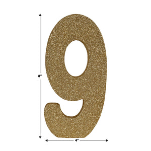 Beistle 3-D Glittered 9 Centerpiece gold - 8 inch x 49 inch - Birthday-Age Specific Centerpieces