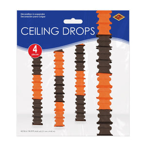 Beistle Ceiling Drops Orange & Black - 4.5-inch x 14.5-feet Size - Halloween Ceiling Decor