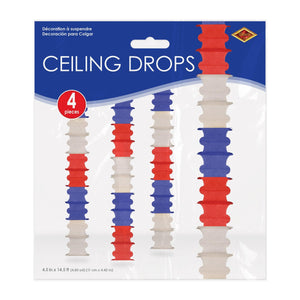 Beistle Ceiling Drops Red, White, Blue - 4.5-inch x 14.5-feet Size - Patriotic Ceiling Decor