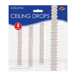 Beistle Ceiling Drops White - 4.5-inch x 14.5-feet Size - General Occasion Ceiling Decor