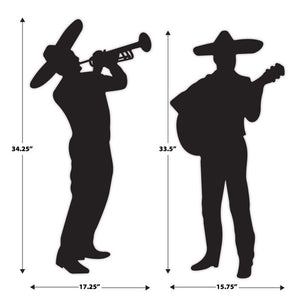 Beistle Bulk Mariachi Band Silhouette Decorations - 24 Pack