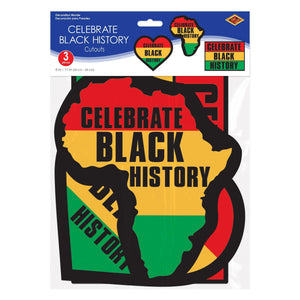 Beistle Celebrate Black History Cutouts - Printed 2 Sides - 8-inch to 11-inch Sizes - Pack of 3