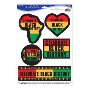 Beistle Celebrate Black History Peel 'N Place - 5 stickers per sheet - 12 inch x 17 inch Sheet - Black History Month Peel 'N Place