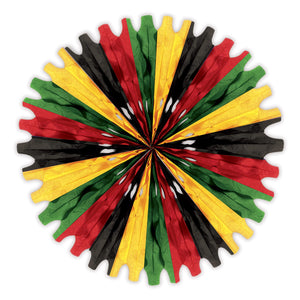 Black History Month Tissue Fan black, red, green, yellow - Bulk 12 Pack