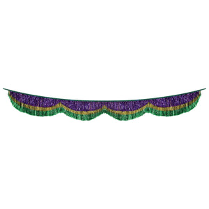 Mardi Gras 72.5 inch Tinsel Fringe Bunting - Bulk 6 Pack