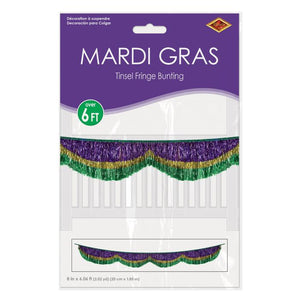 Beistle Bulk Mardi Gras 72.5 inch Tinsel Fringe Bunting - 6 Pack