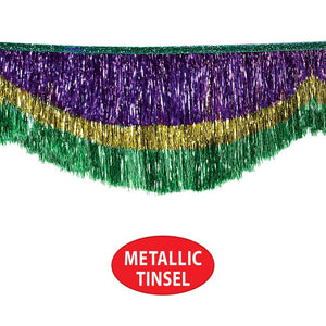 Beistle Bulk Mardi Gras 72.5 inch Tinsel Fringe Bunting - 6 Pack