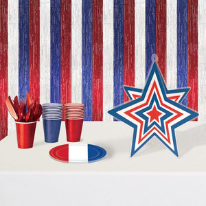 Beistle Bulk Red, White and Blue 3-D Plastic Star Centerpiece - 12 Pack