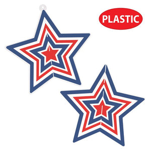 Beistle Bulk Red, White and Blue 3-D Plastic Star Centerpiece - 12 Pack