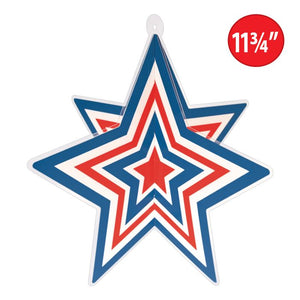 Beistle Bulk Red, White and Blue 3-D Plastic Star Centerpiece - 12 Pack