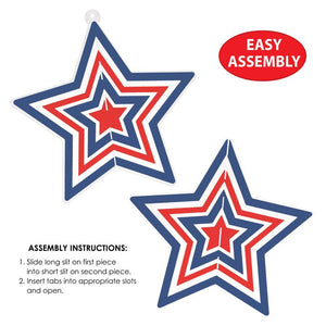 Beistle Bulk Red, White and Blue 3-D Plastic Star Centerpiece - 12 Pack