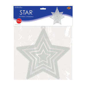 Beistle Bulk Silver 3-D Plastic Star Centerpiece - 12 Pack