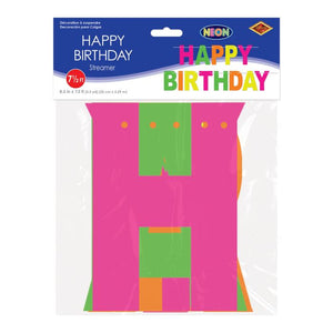 Beistle Bulk Neon Happy Birthday Streamer - 12 Pack