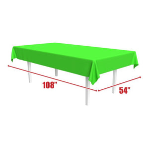 Beistle Bulk Neon Lime Plastic Rectangular Tablecover - 12 Pack